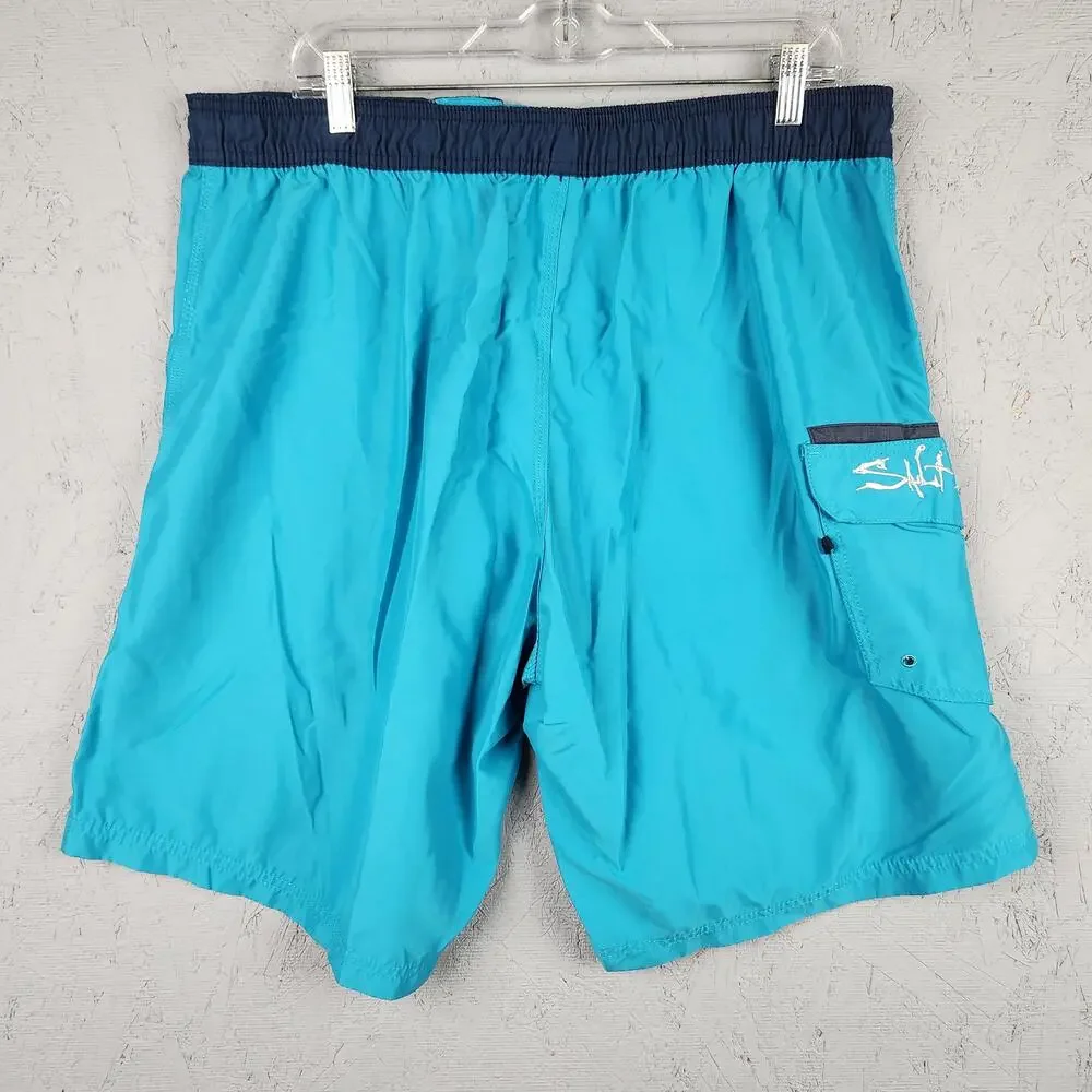 Salt Life Shorts Mens 2XL Blue SLX-QD Board Swim Trunks Cargo Pocket Fishing